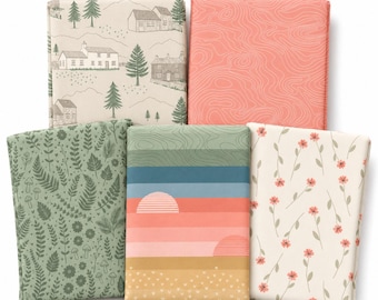 Langdale Valley Cottage Retreat By Victoria Louise 100% Cotton 45x55cm Wide 5Pcs Fat Quarters Fabric Bundle for Crafting, Sewing, Quilting
