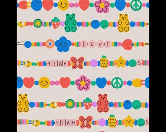 Joyful Beadwork Digital Cotton Fabric 150cm Wide 100% Cotton Fabric Ideal for Crafts, Sewing, DIY Projects