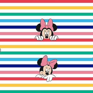 Little Johnny - Disney Rainbow Minnie Mouse Cotton Fabric Craft Quilting Upholstery Fabric By The Metre Children&#39;s Craft Cotton Fabric