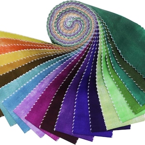 CraftsFabrics 2.5&#39;&#39; x 44&#39;&#39; Plain Solid Colors 20Pcs Jelly Roll 100% Cotton Pre-Cut Fabric for Quilting, Sewing, Arts & Crafts, Patchwork