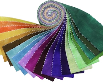 CraftsFabrics 2.5'' x 44'' Plain Solid Colors 20Pcs Jelly Roll 100% Cotton Pre-Cut Fabric for Quilting, Sewing, Arts & Crafts, Patchwork