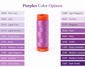 Aurifil 50wt Thread Small Spool 100% Egyptian Cotton (220 Yards/200 Meters) - Purples