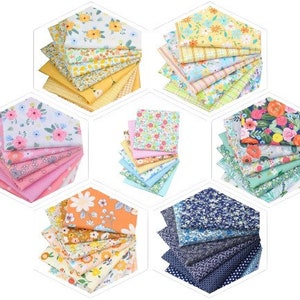 CraftsFabrics 8pcs 40cm x 50cm Floral Cotton Fat Quarters Bundle Fabric for Quilting, Scrapbooking, Sewing, DIY Projects