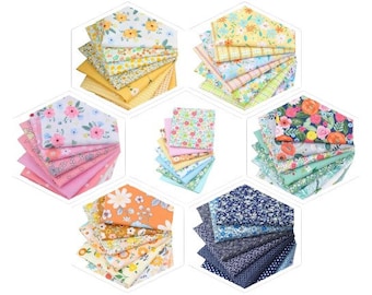CraftsFabrics 8枚セット 40 cm x 50 cm 花柄コットンファットクォーターバンドル生地 キルティング、スクラップブッキング、裁縫、DIYプロジェクト用