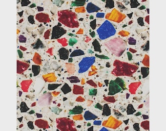 Empee Studio Italian Terrazzo Digital Cotton Fabric 150cm Wide 100% Cotton Fabric Ideal for Crafts, Sewing, DIY Projects