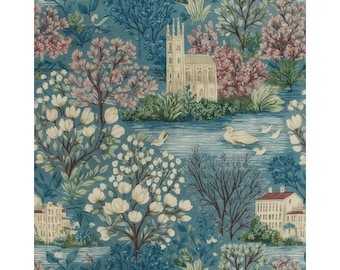 Mindy Riverside Reverie Digital Cotton Fabric 150cm Wide 100% Cotton Fabric Ideal for Crafts, Sewing, DIY Projects