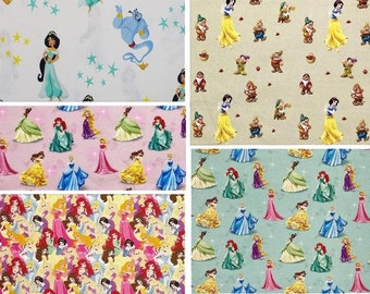 Crafty By Chatham Glyn Disney Princess Fabric by Metre/Half Metre/Fat Quarter 140cm wide 100% Cotton Children's Girls Dressmaking Fabric