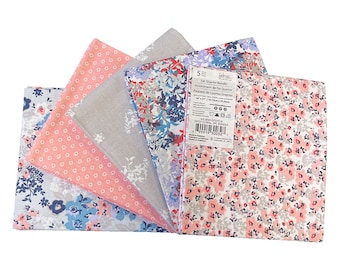Ditsy-Floral Themed Pattern Fabric Bundle-Flower Printed Fat Quarters Bundle. 100% Cotton for Crafts, Patchwork, Sewing and Dressmaking