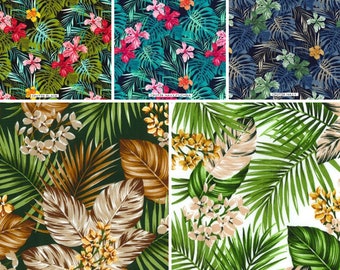 Rose And Hubble Aloha Hawaiian Tropical Leaves Cotton Poplin Fabric 112cm wide 100% Cotton Quilting Home Décor, Sewing, Dresses (CP0739)