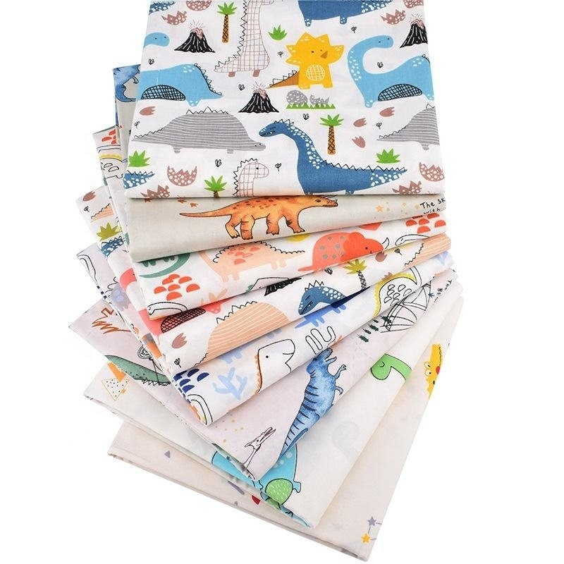 CraftsFabrics 8pcs 40cmx 50cm Cartoon Animals Children's Fat Quarters Bundle 100% Cotton for Quilting, Scrapbooking, Sewing, Patchwork