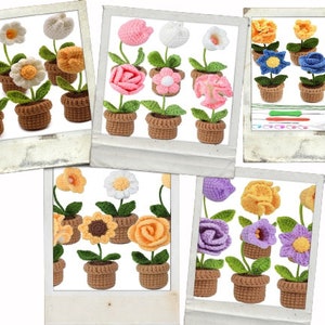 CraftsFabrics Virksats för Nybörjare Vuxna Krukblomma DIY Virksats Virkstartskit