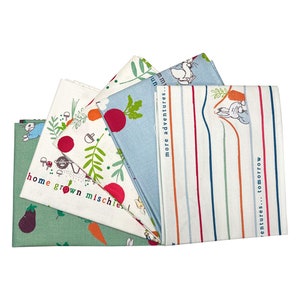 The Craft Cotton Co Peter Rabbit Beatrix Potter Home Grown Hoppiness Cotton Fat Quarters Bundle 100% Cotton Licensed Fabric for Craft Fabric