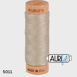 Hilo Aurifil Cotton Mako 80wt, 306 yardas, 100% algodón egipcio mercerizado de fibra larga - Grises y Tierras