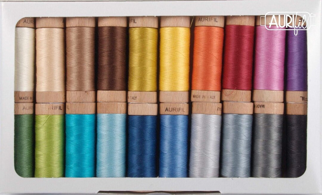 Small Threads Aurifil Glorious Handwork Thread Set - 20 Small Spools of 80wt Cotton ...