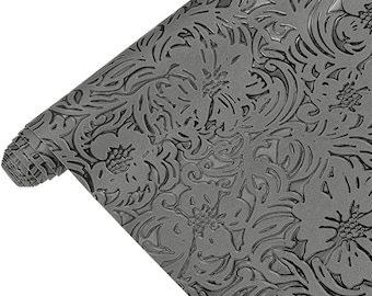CraftsFabrics Retro Floral Leaf PU Embossed Faux Leather Roll Width for Bags, Hair Bow, Leather Wallets Making Upholstery Decoration