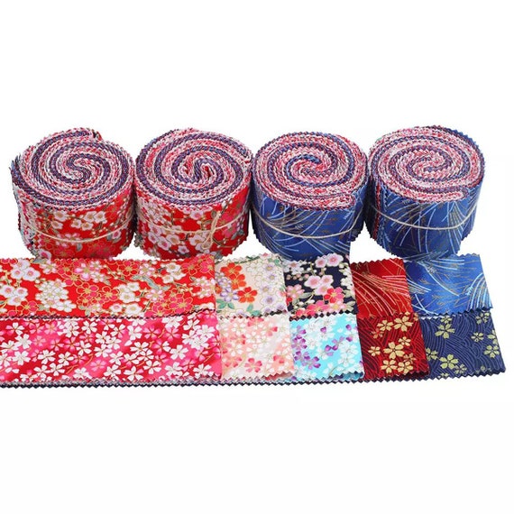 Craftsfabrics 20pcs 2.5'' Floral Jelly Rolls Fabric Strips 100% Cotton  Precut Fabric for Quilting, Scrapbooking, Sewing, Crafts, Patchwork 