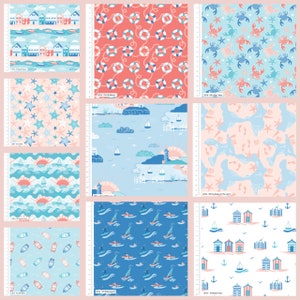 The Craft Cotton Co by The Coast by Victoria Louise Beach Huts Fabric Nautical Seaside Fabric Quilting Cotton Fabric 100% Cotton 112cm wide