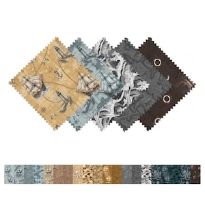 CraftsFabrics Nautical Adventure 40Pcs Charm Pack 100% Cotton 5″x5″ Pre-Cut Fabric for Quilting, Sewing, Arts & Crafts, Patchwork