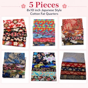 CraftsFabrics 5 stycken 8 x 10 tum japanska bomullsdukar i rutor, quiltningstyg, buntar för DIY-lappsömnad