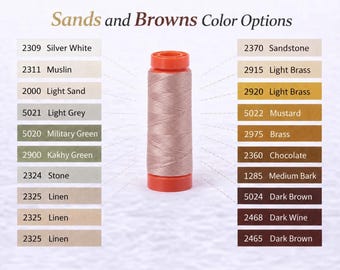 Aurifil 50wt Thread Small Spool 100% Egyptian Cotton (220 Yards/200 Meters) - Sands and Browns
