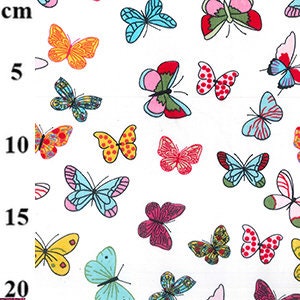 Rose and Hubble Colorful Butterflies Cotton Poplin Fabric 112cm wide 100% Cotton Poplin Craft Fabric Material For Crafts, Quilting, Sewing