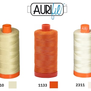 Aurifil Mako Cotton Thread Solid 50WT Cotton Box of 4 Large Spools - 4 x 1422 yd Ideal for Machine Embroidery, Quilting and Sewing