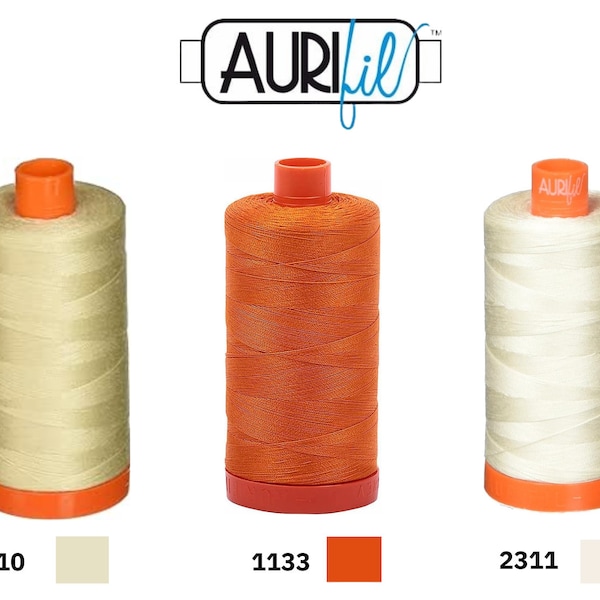 Aurifil Mako katoenen draad massief 50WT katoenen doos met 4 grote spoelen - 4 x 1422 m Ideaal voor machinaal borduren, quilten en naaien