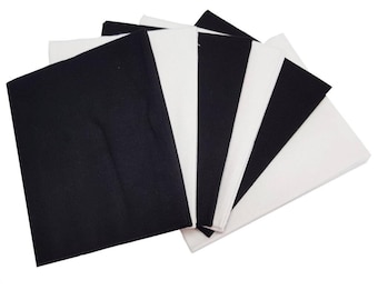Black & White Plain Dyed Fat Quarters Bundle Pack of 6 100% Cotton Ideal for Crafts, Quilting, Patchwork, Sewing (2418-00)