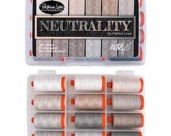 Aurifil Designer Thread Kollektion-Neutrality by Patrick Lose 12 große Garnrollen BAUMWOLLE 50WZ zum Nähen, Basteln, Quilten und Patchwork