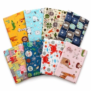 CraftsFabrics 8 stuks 40 cm*50 cm (16" x 20") Leuke katten, honden en cartoon dieren Fat Quarter bundel voorgesneden vierkantjes voor quilten, scrapbooking en naaien
