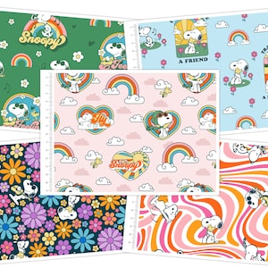 Snoopy Groovin’ – Peanuts Cotton Fabric 110cm Wide 100% Cotton Kid&#39;s Fabric for Quilting, Sewing, Dressmaking Fabric