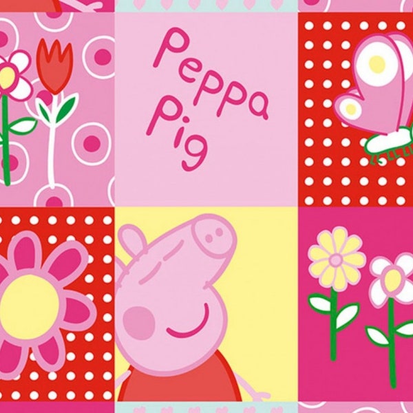 Patchs Peppa Pig Little Johnny, impression numérique, tissu 100 % coton, idéal pour la couture, la couture, le patchwork, le patchwork, les banderoles, les housses de coussin