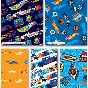 The Craft Cotton Co Challenge Accesoires Hot Wheels Stoff Meterware/Halber Meter/Fat Quarters Sport Rennauto Stoff Kinder Baumwollstoff