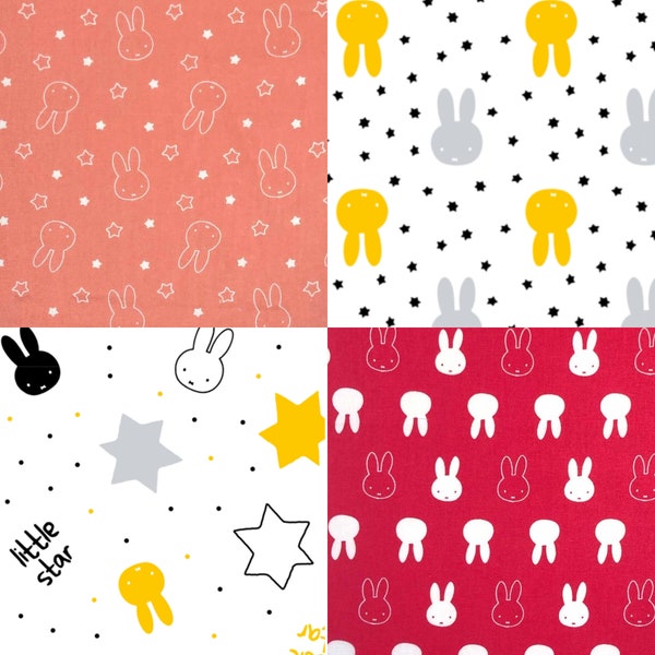 Miffy Fabric Collection - Twinkle Miffy 100% Cotton Fabric (Choice of 5 Different Prints / Ideal for Crafts, Sewing, Nursery, Table Cloths)