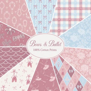 The Craft Cotton Co. Bows and Ballet 100% Cotton 112cm Wide Craft Fabric Material for Quilting, Sewing, Dressmaking