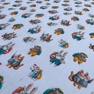 Crafty By Chatham Glyn Teacher's Pet Back to School Nerd BackPack 100% Cotton 140cm Wide Crafty Cottons For Crafting, Sewing, Home Décor