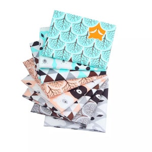 CraftsFabrics 8 piezas/lote 40 cm x 50 cm Animales de dibujos animados Niños Fat Quarters Paquete 100% Algodón Tela Fat Quarters para Acolchar Algodón