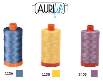 Aurifil Mako katoenen draad massief 50WT katoenen doos met 4 grote spoelen - 4 x 1422 m Ideaal voor machinaal borduren, quilten en naaien