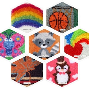 Embroidery Crafts DIY Making 12&#39;&#39;x12&#39;&#39; Latch Hook Rug Kits with Tool for Adults, Kids Handmade Needle Crochet Yarn Kits Home Decor