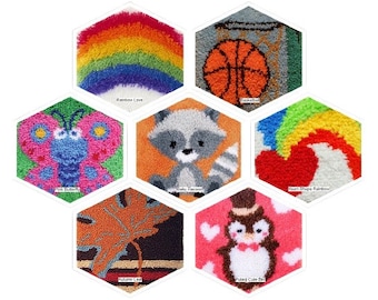 Embroidery Crafts DIY Making 12''x12'' Latch Hook Rug Kits with Tool for Adults, Kids Handmade Needle Crochet Yarn Kits Home Decor