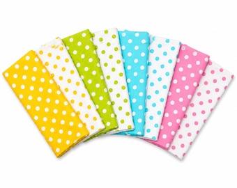 CraftsFabrics 8 stuks kleurrijke stippenprint 100% katoen 25 x 25 cm breed voorgesneden stofbundel voor doe-het-zelf kunst- en knutselprojecten en patchwork
