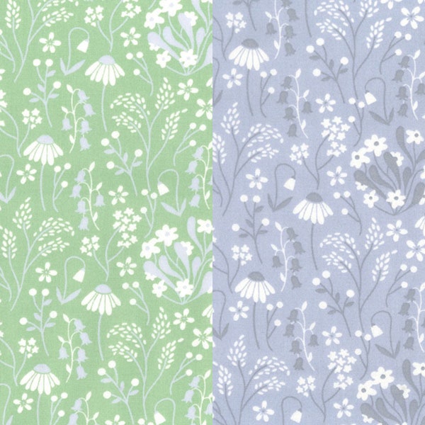 Rose & Hubble Fabrics Bluebells Flower Daisy Floral Fabric Craft Fabric Material 100% Cotton for Quilting, Dressmaking (CP0761)