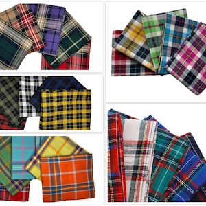 CraftsFabrics Yarn Dyed Tartan Fat Quarters Bundle 5pcs 100% Cotton Plaid Checks Fat Quarters Fabric Bundle Crafts Quilting Patchwork Sewing