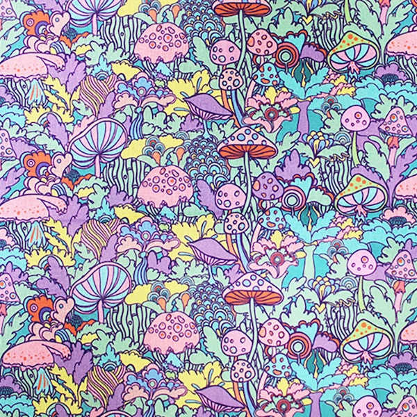 Little Johnny Retro Mushrooms Fabric 60'' Extra Wide Cloth 100 % Algodón Craft Fabric Material Infantil Confección Acolchado (3678)