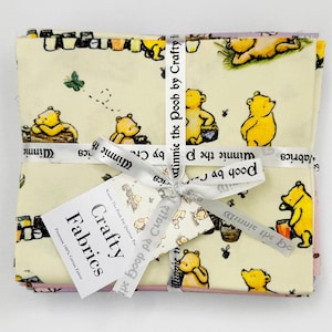 Crafty by Chatham Glyn 100% Cotton Winnie The Pooh Percale 7Pcs Fat Quarter Bundle Packs for Quilting, Arts, Crafts, DIY Projects