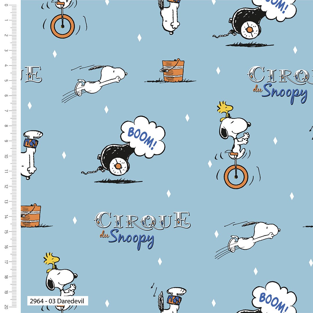 Bundle Di 5 FQ In Cotone Snoopy Circus - Tessuto Peanuts Per Patchwork E Cucito Creativo - 45x55 Cm