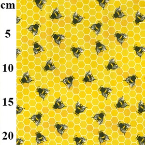 100% Cotton Poplin Fabric - Bees on Honey Yellow Background( Ideal for crafts, Quilting, Patchwork) (CP0837 HONEY)