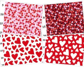 Rose And Hubble Cotton Poplin Fabric - Hearts Love Romance Printed Cotton Fabrics Craft Fabric Material (Ideal for Valentine&#39;s Day Quilting)