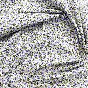 Oddies Textiles 100% Cotton Poplin Fabric Lilac Ditsy Floral Print Cream Background 112cm wide(Ideal for Crafts Quilting Girl&#39;s Dressmaking)