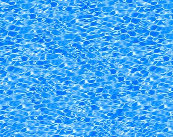 May include: A vibrant blue water surface pattern featuring intricate, shimmering light reflections and ripples. The texture displays a repeating aquatic design with varying shades of bright azure and deep cyan, creating a fluid, dynamic visual effect.